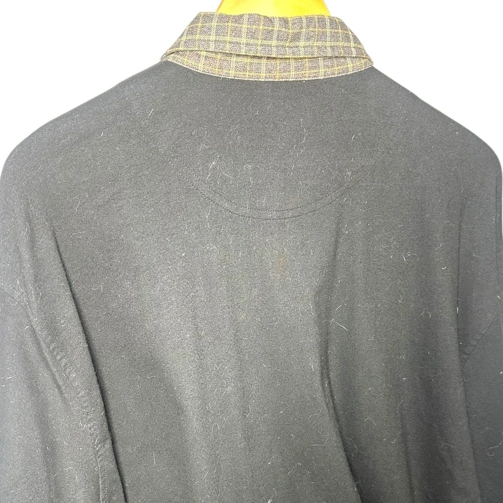 Harold Powell Men's Size XL Black Long Sleeve Polo Shirt Plaid Collar‎